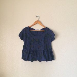 Urban Outfitters Babydoll Floral Blue Top