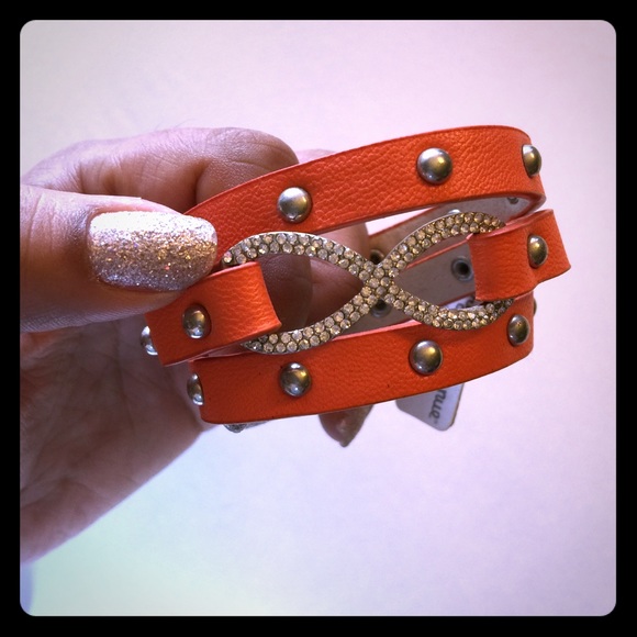 Pave Infinity Rhinestone Wrap Bracelet w/ studs - Picture 2 of 8