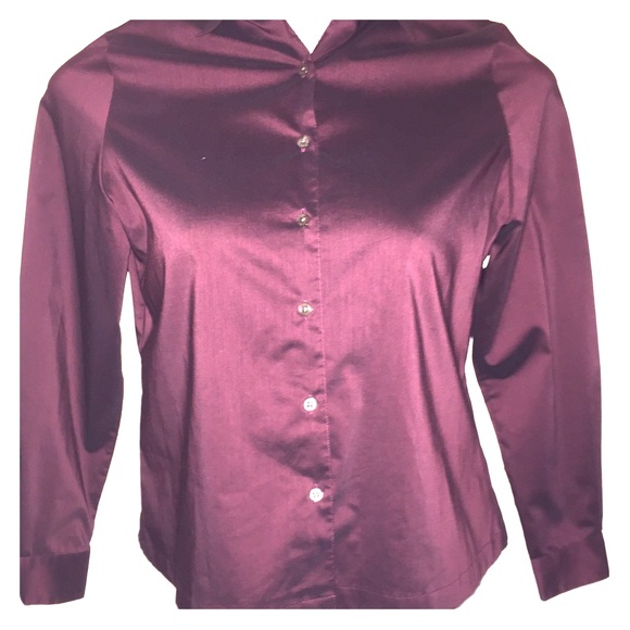 Hillard & Hanson Med-long sleeve burgundy blouse