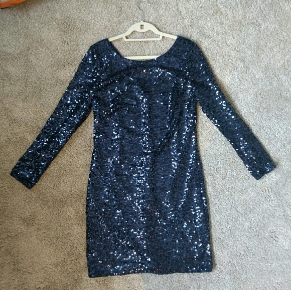 Jessica Simpson Dresses & Skirts - Jessica Simpson navy sequin long sleeve dress 12