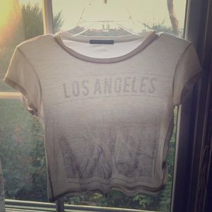 White Los Angeles crop top (brandy Melville)