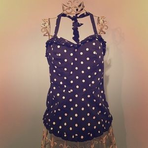 Vintage inspired polka dotted halter top