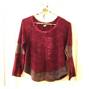 Free People Long Sleeve Thermal in Deep Maroon