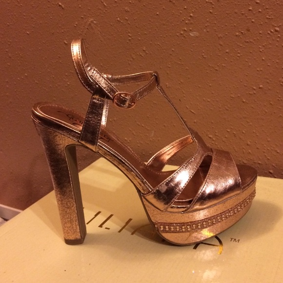 Rose Gold strappy heeled sandals