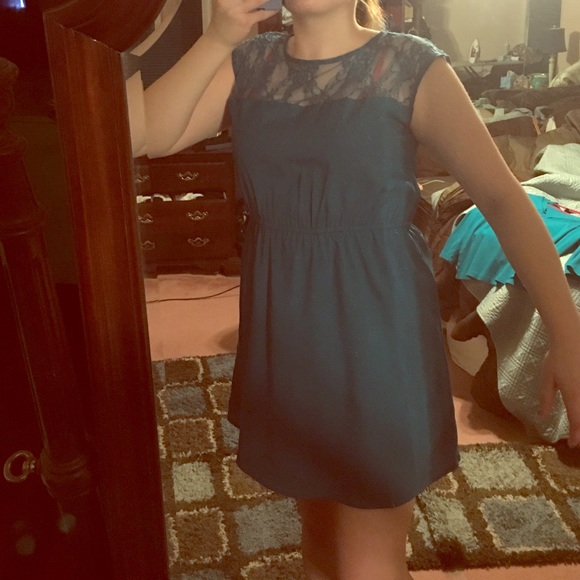 Teal Blue Lace Top Dress