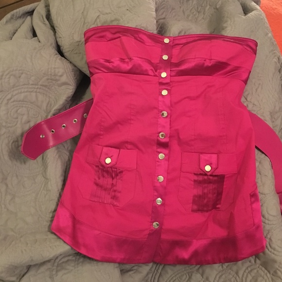Strapless fuchsia BeBe b2 top size medium.