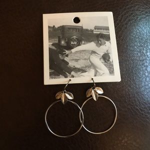 Anthropologie hoop earrings w/ leaf accent