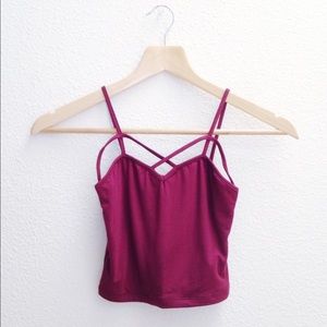 Crossed strappy tank top maroon