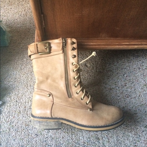 Shoes - Light beige leather combat boots Shoes - Light beige leather combat boots