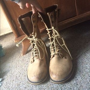 Shoes - Light beige leather combat boots Shoes - Light beige leather combat boots