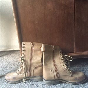 Shoes - Light beige leather combat boots Shoes - Light beige leather combat boots