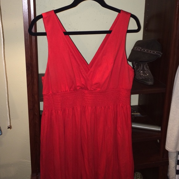 RED cotton maxi dress