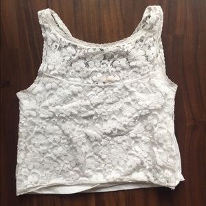 Hollister white lace crop top tank