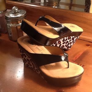 Dr. Scholl's Black Patent Horse Hair Platform 9.5