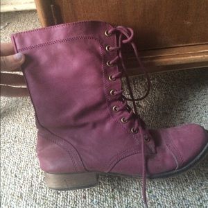 Breckelles Shoes - Burgundy Combat Boots Breckelles Shoes - Burgundy Combat Boots