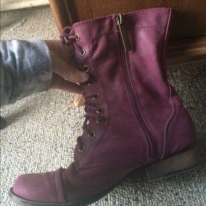 Breckelles Shoes - Burgundy Combat Boots Breckelles Shoes - Burgundy Combat Boots