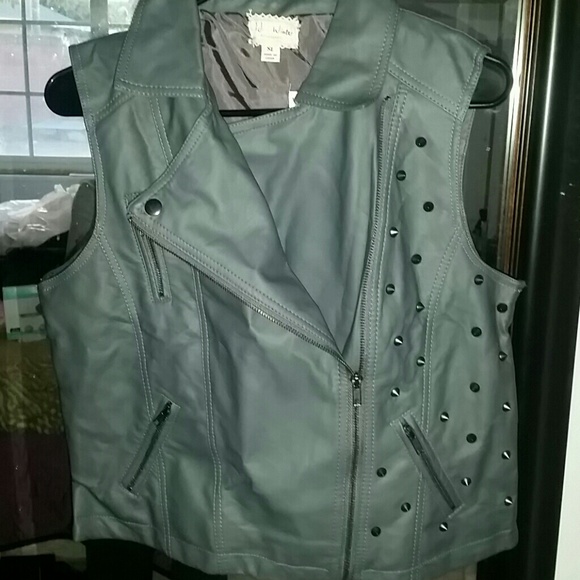 Gray Pleather Vest