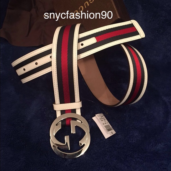 Authentic New Gucci Web Belt with interlocking G.