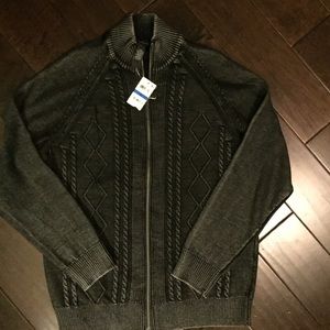 New Mens large charcoal full-zip sweater