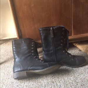 Black Leather Combat Boots