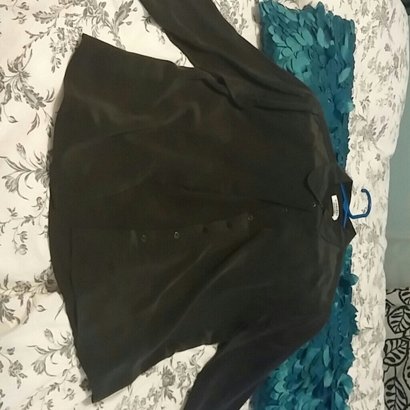 Everlane black silk blouse