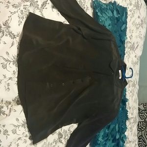 Everlane black silk blouse