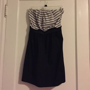 Strapless black and white dress