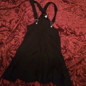 Divided black overall dress