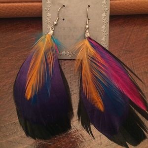 Feather earrings- never worn