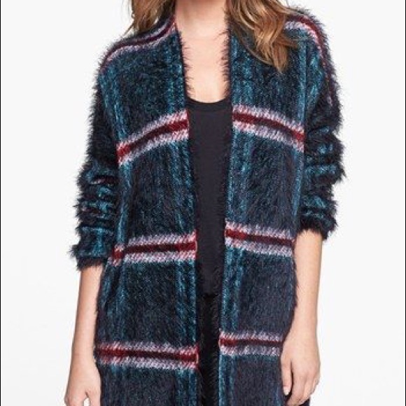 Plaid Eyelash Cardigan