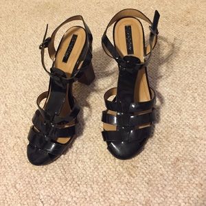 Zara black patient leather jelly heel sandal