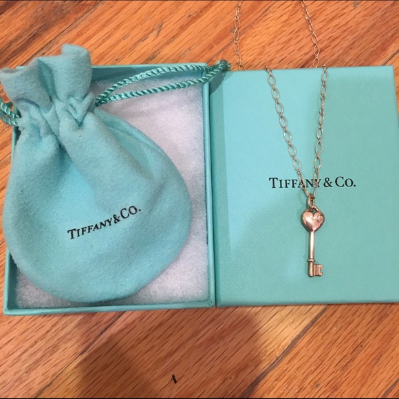 Tiffany & Co heart key necklace with diamond