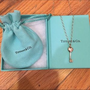 Tiffany & Co heart key necklace with diamond