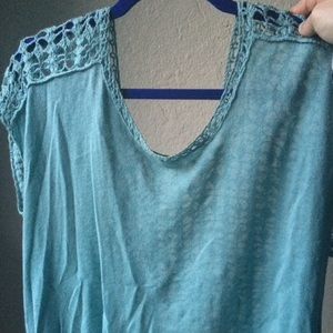Teal blue knit top