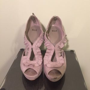 Suede Peep Toe Elle Heels / 8.5