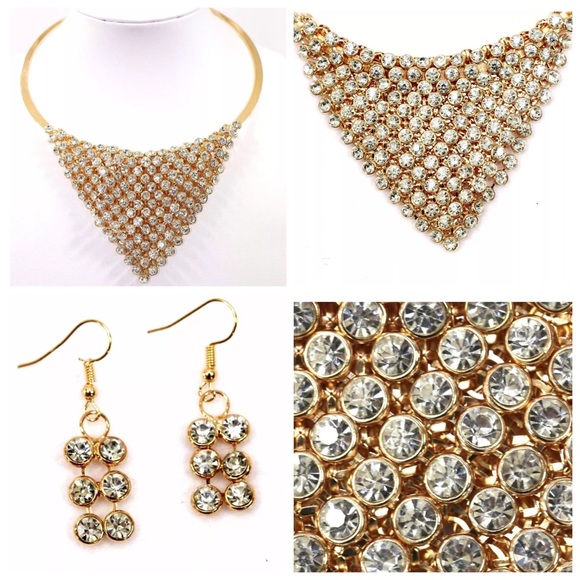 Gold Austrian Crystal Draping Necklace - Picture 4 of 4