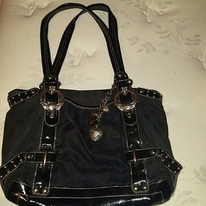 Black and silver shpulder tote bag