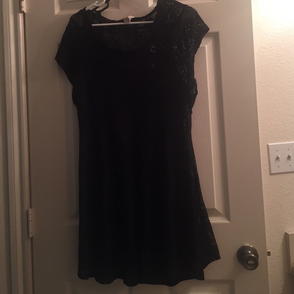 Cute black lace dress with slip: