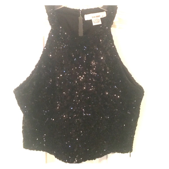 Black Sequence crop top--size small