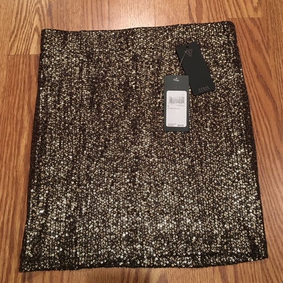 NWT Guess Gold Mini Sequin Skirt- Size 2
