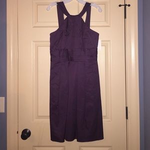 David's Bridal Plum V Neck Sateen Dress-Size 6