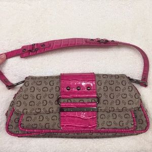 GUESS Signature bag, tan & pink NWOT