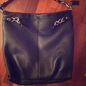 Like new black leather Coach tote