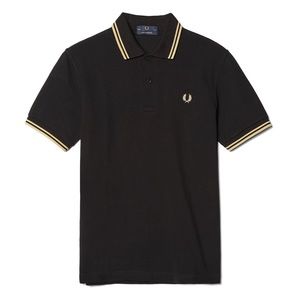 Black and Champagne Slim Fit Fred Perry Polo