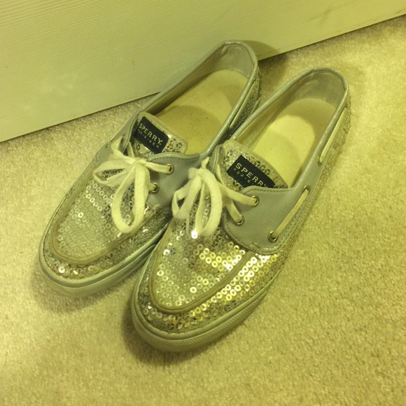 Silver sequin sperrys! AUTHENTIC!