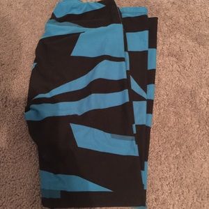 OS Leggings- Blue and Black Geo Pattern