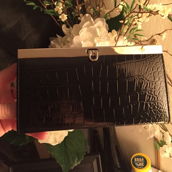 black patent leather wallet