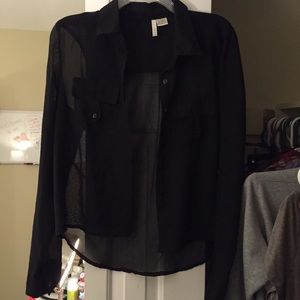 Button down black see through shirt!