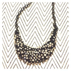 JCREW rhinestone bib necklace with black chain