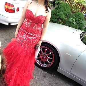 Red Strapless Jovani Dress 1531